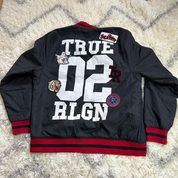 True Religion Black Varsity Jacket with Red and White Details - Picture 3 of 8